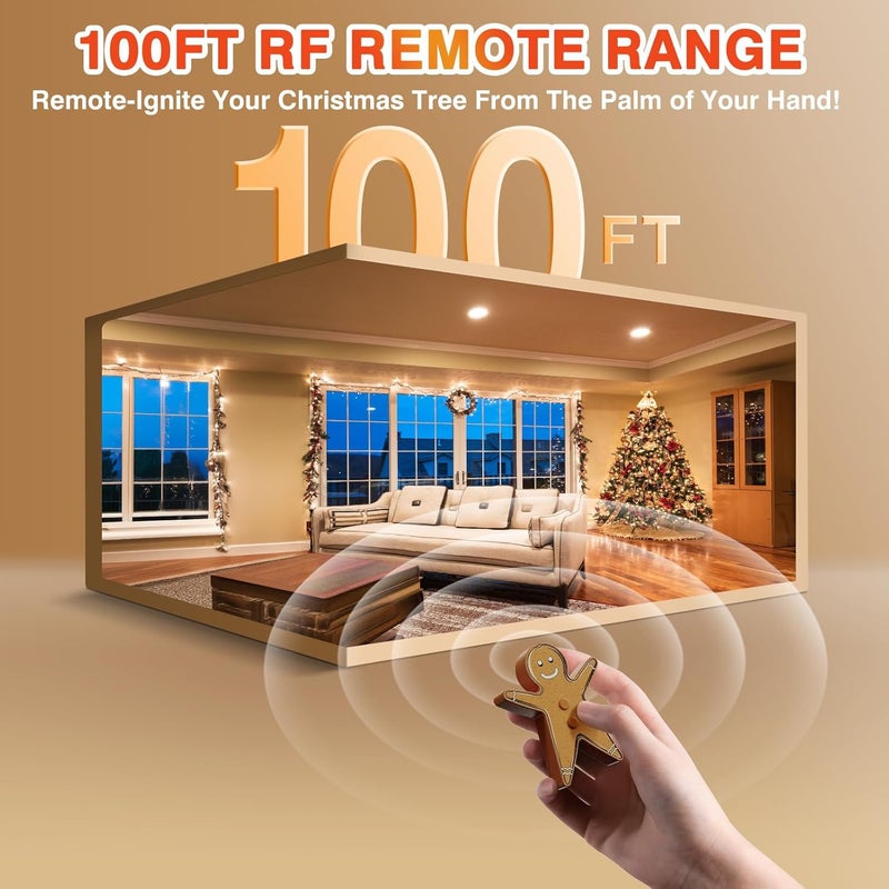 GASREKV Remote Control Outlet for Christmas Tree Lights, Gingerbread Man Wireless Remote Switch, Christmas Tree Remote Control with Built-in Music Feature, 100Ft Range - Image 4